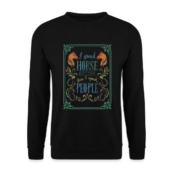 Horse T shirt gift motif ride horse ride fan - Unisex Sweatshirt - black - Front - Alina (178cm) & Michal (187cm)