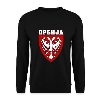Serbien Flagge Srbija Majica Balkan Geschenk - Unisex Pullover - Schwarz - Vorne - Alina (178cm) & Michal (187cm)