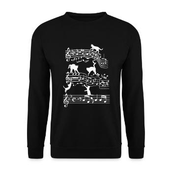 Chat chats jouant des notes de musique cadeau - Sweat-shirt Unisexe - noir - Devant - Alina (178cm) & Michal (187cm)