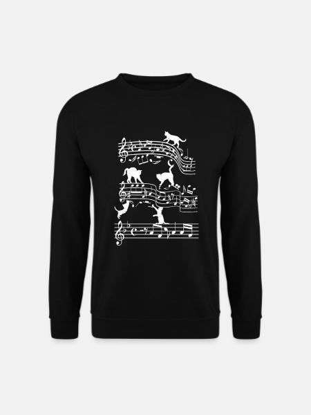 Katze Katzen Spielen Musik Noten Geschenk - Unisex Pullover - Schwarz