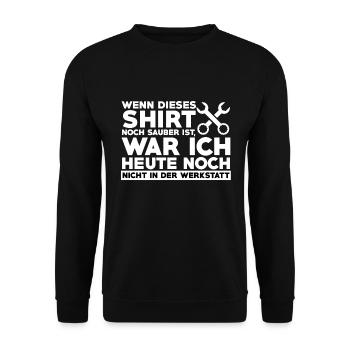 Lustiger Werkstatt KFZ Mechaniker Spruch - Unisex Pullover - Schwarz - Vorne - Alina (178cm) & Michal (187cm)