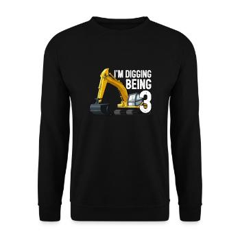 3rd birthday contruction trucks design for childre - Unisex Pullover - Schwarz - Vorne - Alina (178cm) & Michal (187cm)