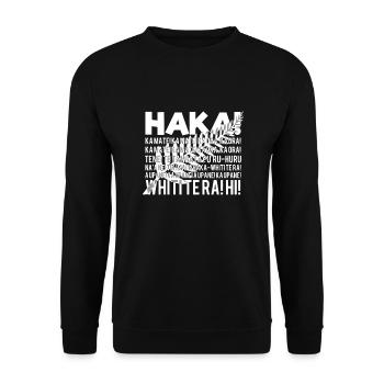 New Zealand Rubgy - Maori Haka on Silver Fern - Unisex Sweatshirt - black - Front - Alina (178cm) & Michal (187cm)