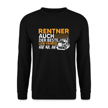 Rentner auch der beste Lkw Fahrer hört mal auf - Unisex Pullover - Schwarz - Vorne - Alina (178cm) & Michal (187cm)