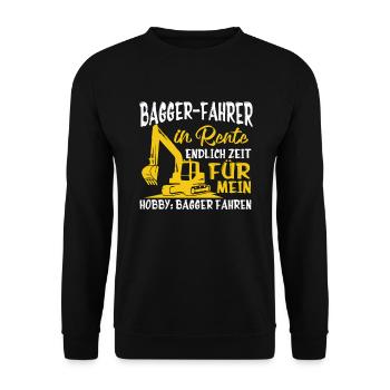 Bagger Fahrer in Rente endlich baggerfahren - Unisex Pullover - Schwarz - Vorne - Alina (178cm) & Michal (187cm)