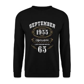65 Birthday Aged To Perfection 1955 Gift - Unisex Sweatshirt - black - Front - Alina (178cm) & Michal (187cm)
