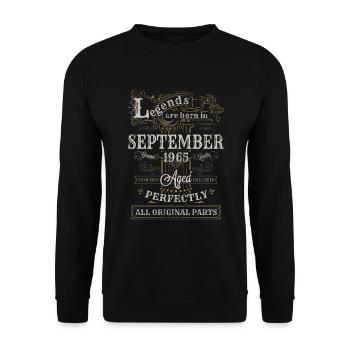 Legends are Born In September 1965 Geburtstag - Unisex Pullover - Schwarz - Vorne - Alina (178cm) & Michal (187cm)