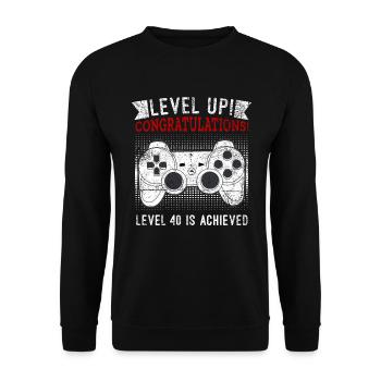 40 Birthday Level Up 40 Gaming Console - Unisex Sweatshirt - black - Front - Alina (178cm) & Michal (187cm)
