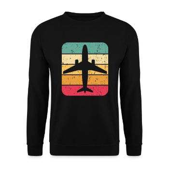 Flugzeug Retro Vintage Shirt Flugzeug Pilot Geschenk - Unisex Pullover - Schwarz - Vorne - Alina (178cm) & Michal (187cm)