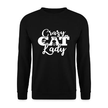 Crazy Cat Lady Frauen Katzen Katzenmama - Unisex Pullover - Schwarz - Vorne - Alina (178cm) & Michal (187cm)