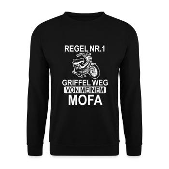 Lustiger Mofa Spruch für Moped fahrer - Unisex Pullover - Schwarz - Vorne - Alina (178cm) & Michal (187cm)