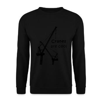 Kran - Kranführer - Kräne sind cool - Baustelle - Unisex Pullover - Schwarz - Vorne - Alina (178cm) & Michal (187cm)