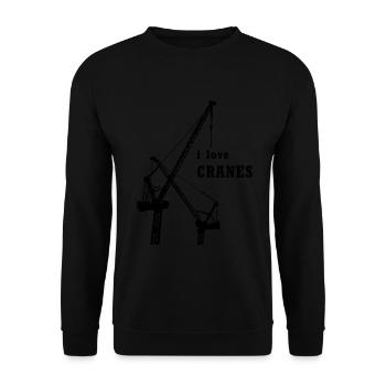 Kran - Kranführer - Ich liebe Kräne - Baustelle - Unisex Pullover - Schwarz - Vorne - Alina (178cm) & Michal (187cm)