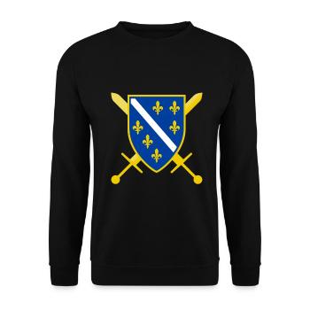 Bosnien Wappen Bosna Geschenke für Bosanac - Unisex Pullover - Schwarz - Vorne - Alina (178cm) & Michal (187cm)