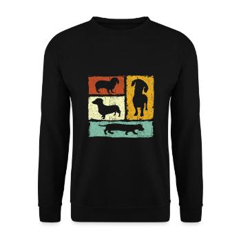 Dachshund Dog Vintage Retro Gift - Unisex Sweatshirt - black - Front - Alina (178cm) & Michal (187cm)