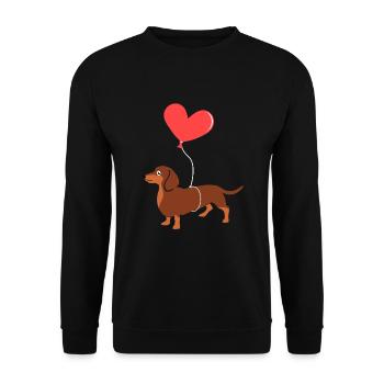 Dachshund with balloon dog lover gift - Unisex Sweatshirt - black - Front - Alina (178cm) & Michal (187cm)