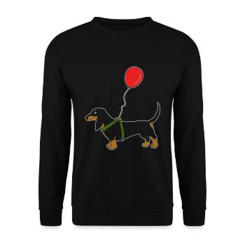 Dachshund with balloon dog lover gift - Unisex Sweatshirt - black - Front - Alina (178cm) & Michal (187cm)