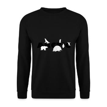 Arktis Design ARCTIC mit Iglu Eisbär Robbe Pinguin - Unisex Pullover - Schwarz - Vorne - Alina (178cm) & Michal (187cm)
