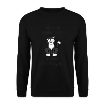 Je n'aime pas les chats du matin - Sweat-shirt Unisexe - noir - Devant - Alina (178cm) & Michal (187cm)