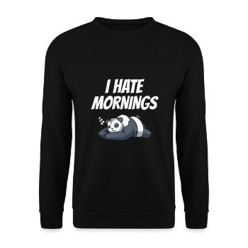 Je déteste les matins panda ours panda disant cadeau - Sweat-shirt Unisexe - noir - Devant - Alina (178cm) & Michal (187cm)