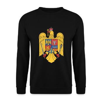 Rumänien Adler Wappen Geschenk - Unisex Pullover - Schwarz - Vorne - Alina (178cm) & Michal (187cm)