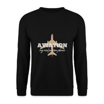 Aviation my real passion planes - ZinSpira - Unisex Sweatshirt - black - Front - Alina (178cm) & Michal (187cm)