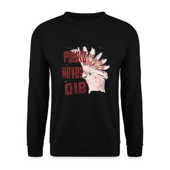 Papagei Kakadu Punks sterben nie Geschenk - Unisex Pullover - Schwarz - Vorne - Alina (178cm) & Michal (187cm)