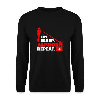 Schweiz Alphorn Musik - Unisex Pullover - Schwarz - Vorne - Alina (178cm) & Michal (187cm)
