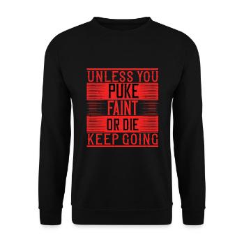 Wenn Sie nicht kotzen, ohnmächtig werden oder sterben, machen Sie weiter - ZinSp - Unisex Pullover - Schwarz - Vorne - Alina (178cm) & Michal (187cm)