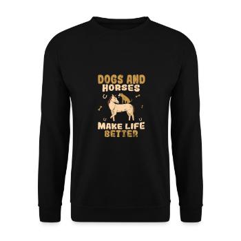 Hunde Pferde Reiten Kinder Spruch Geschenk - Unisex Pullover - Schwarz - Vorne - Alina (178cm) & Michal (187cm)