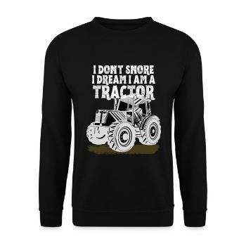Ich schnarche nicht, ich träume, ich bin ein Traktor - Unisex Pullover - Schwarz - Vorne - Alina (178cm) & Michal (187cm)