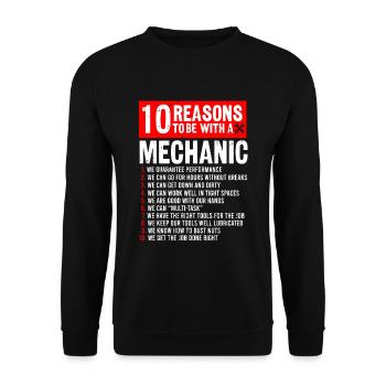 10 Reasons To Be With Mechanic Funny Mechanic Gift - Unisex Pullover - Schwarz - Vorne - Alina (178cm) & Michal (187cm)