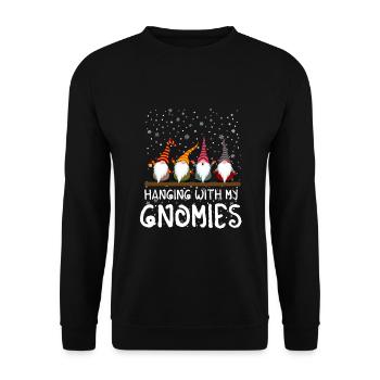 Hanging With My Gnomies Weihnachten Gnom Xmas - Unisex Pullover - Schwarz - Vorne - Alina (178cm) & Michal (187cm)