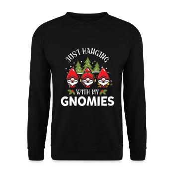 Hanging With My Gnomies Weihnachten Gnom Xmas - Unisex Pullover - Schwarz - Vorne - Alina (178cm) & Michal (187cm)