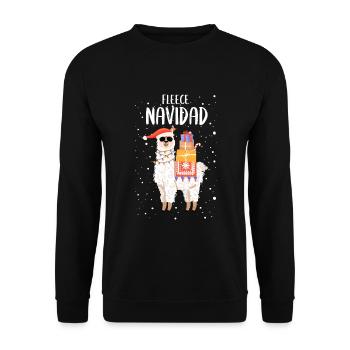 Fleece Feliz Navidad Lama Christmas Cute - Unisex Sweatshirt - black - Front - Alina (178cm) & Michal (187cm)