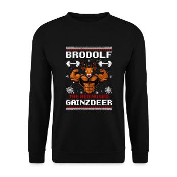 The Red Nose Gainzdeer Funny Xmas - Unisex Pullover - Schwarz - Vorne - Alina (178cm) & Michal (187cm)