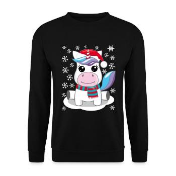 Unicorn Christmas gift Christmas present - Unisex Sweatshirt - black - Front - Alina (178cm) & Michal (187cm)