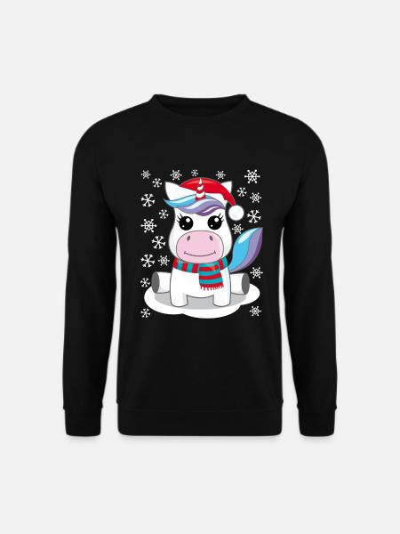 Einhorn Weihnachten Geschenk Weihnachtsgeschenk - Unisex Pullover - Schwarz