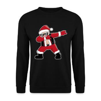 Cooler Dabbing Weihnachtsmann Weihnachten Geschenk - Unisex Pullover - Schwarz - Vorne - Alina (178cm) & Michal (187cm)