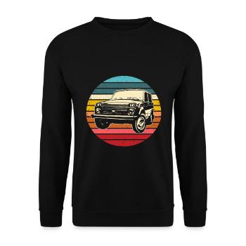 Hors-piste Lada Niva 4x4 Rétro Voiture - Sweat-shirt Unisexe - noir - Devant - Alina (178cm) & Michal (187cm)
