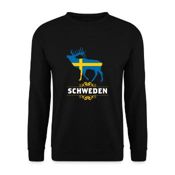 Sweden Urlaub Elch Ich liebe Schweden - Unisex Pullover - Schwarz - Vorne - Alina (178cm) & Michal (187cm)