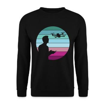 Drone Pilot Quadrocopter Gift Retro Vintage - Unisex Sweatshirt - black - Front - Alina (178cm) & Michal (187cm)