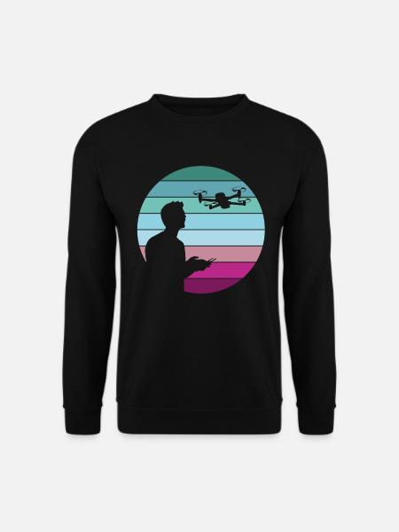 Drohne Pilot Quadrocopter Geschenk Retro Vintage - Unisex Pullover - Schwarz