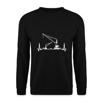 Kran Kräne Baustelle Kranführer Fahrzeug Geschenk - Unisex Pullover - Schwarz - Vorne - Alina (178cm) & Michal (187cm)