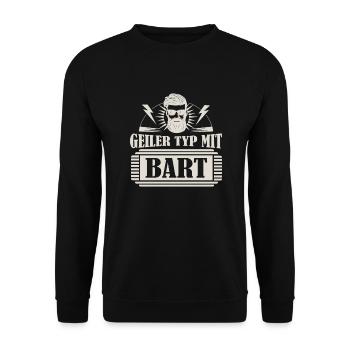 Geiler Typ mit Bart Geschenk - Unisex Pullover - Schwarz - Vorne - Alina (178cm) & Michal (187cm)
