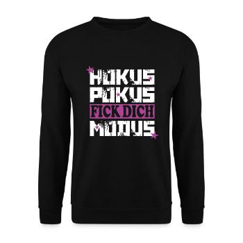 Hokus Pokus Fick Dich Modus Sarkasmus Geschenk - Unisex Pullover - Schwarz - Vorne - Alina (178cm) & Michal (187cm)