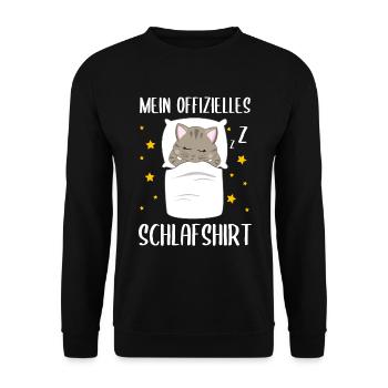 Mein Offizielles Schlafshirt Schlafende Katze - Unisex Pullover - Schwarz - Vorne - Alina (178cm) & Michal (187cm)