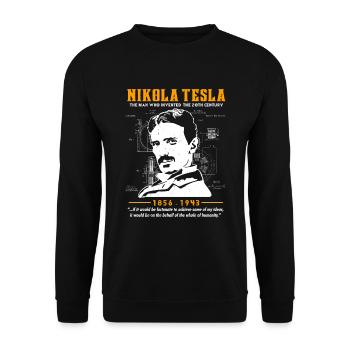 Nikola Tesla Erfinder Strom Mathematiker - Unisex Pullover - Schwarz - Vorne - Alina (178cm) & Michal (187cm)