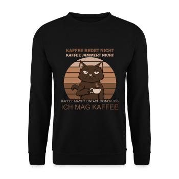Kaffee redet nicht Kaffee Morgenmuffel - Unisex Pullover - Schwarz - Vorne - Alina (178cm) & Michal (187cm)