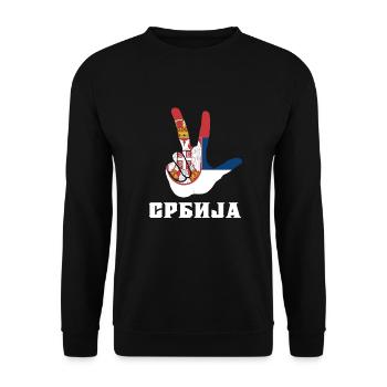 Serbia Balkans Bosnia Srbija Serbs Gift - Unisex Sweatshirt - black - Front - Alina (178cm) & Michal (187cm)